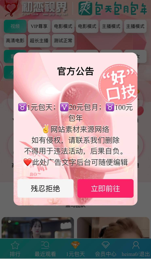 图片[2]-初恋视界 仿哔哩哔哩 付费视频源码 VIP充值会员-免费源码网